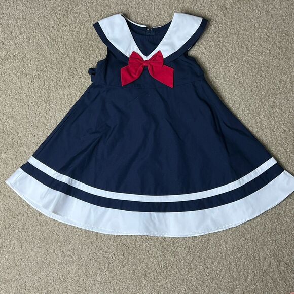NEW Good Lad Girl’s Size 18 Months Dress Navy Nautical Sailor Collar - Picture 2 of 5